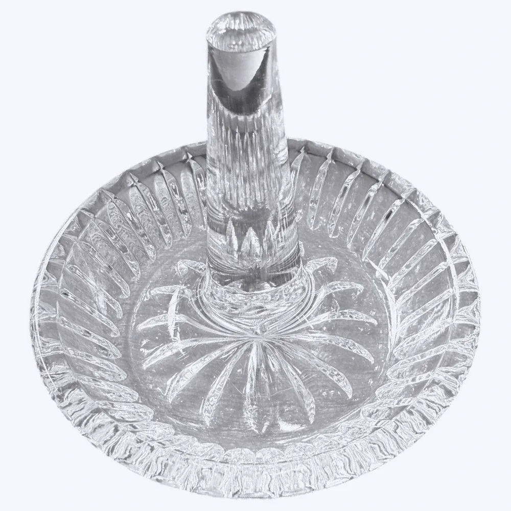 Ring Holder Crystal Clear Vintage Cut Glass Starburst Design Round